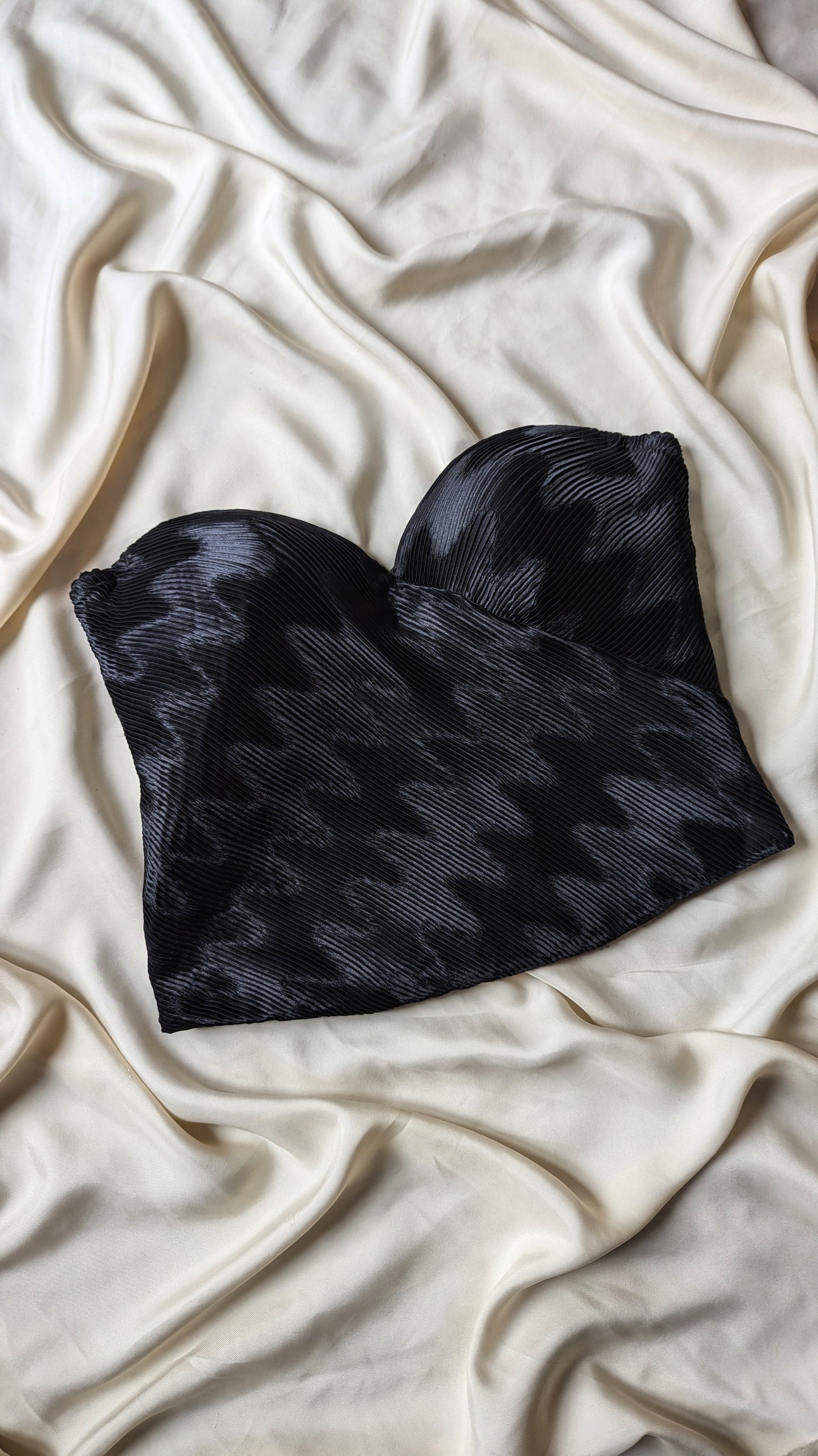 Vintage 1991 collector La Perla black pleated satin bustier