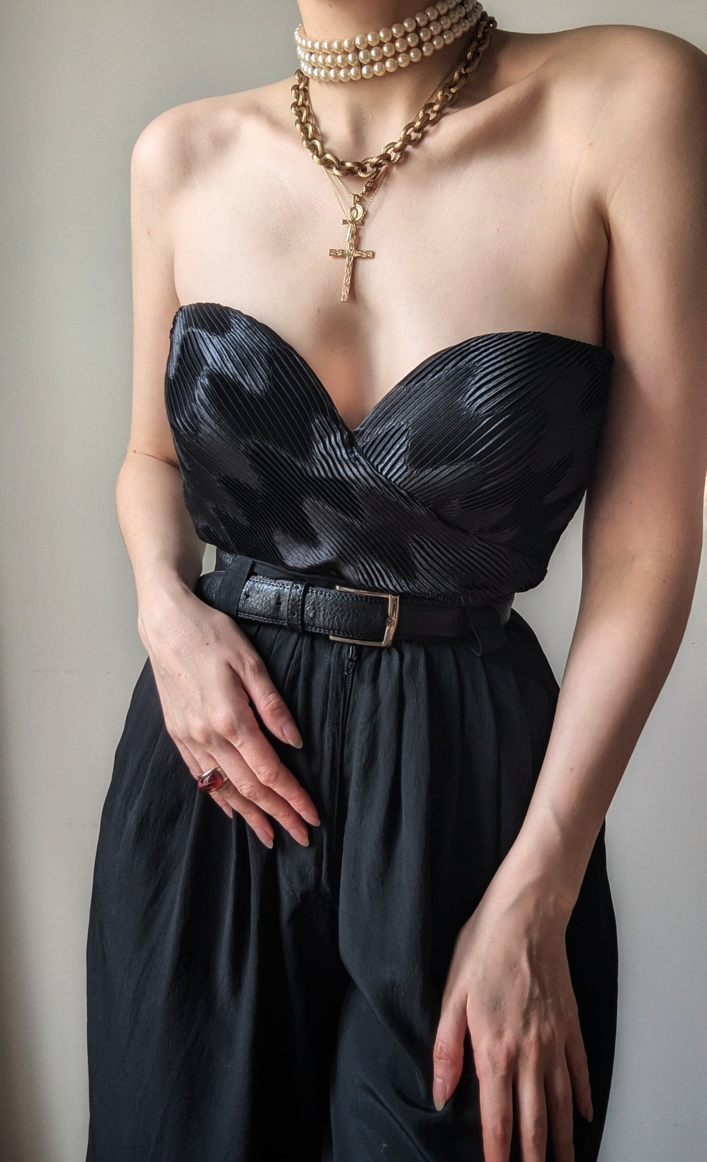 Vintage 1991 collector La Perla black pleated satin bustier