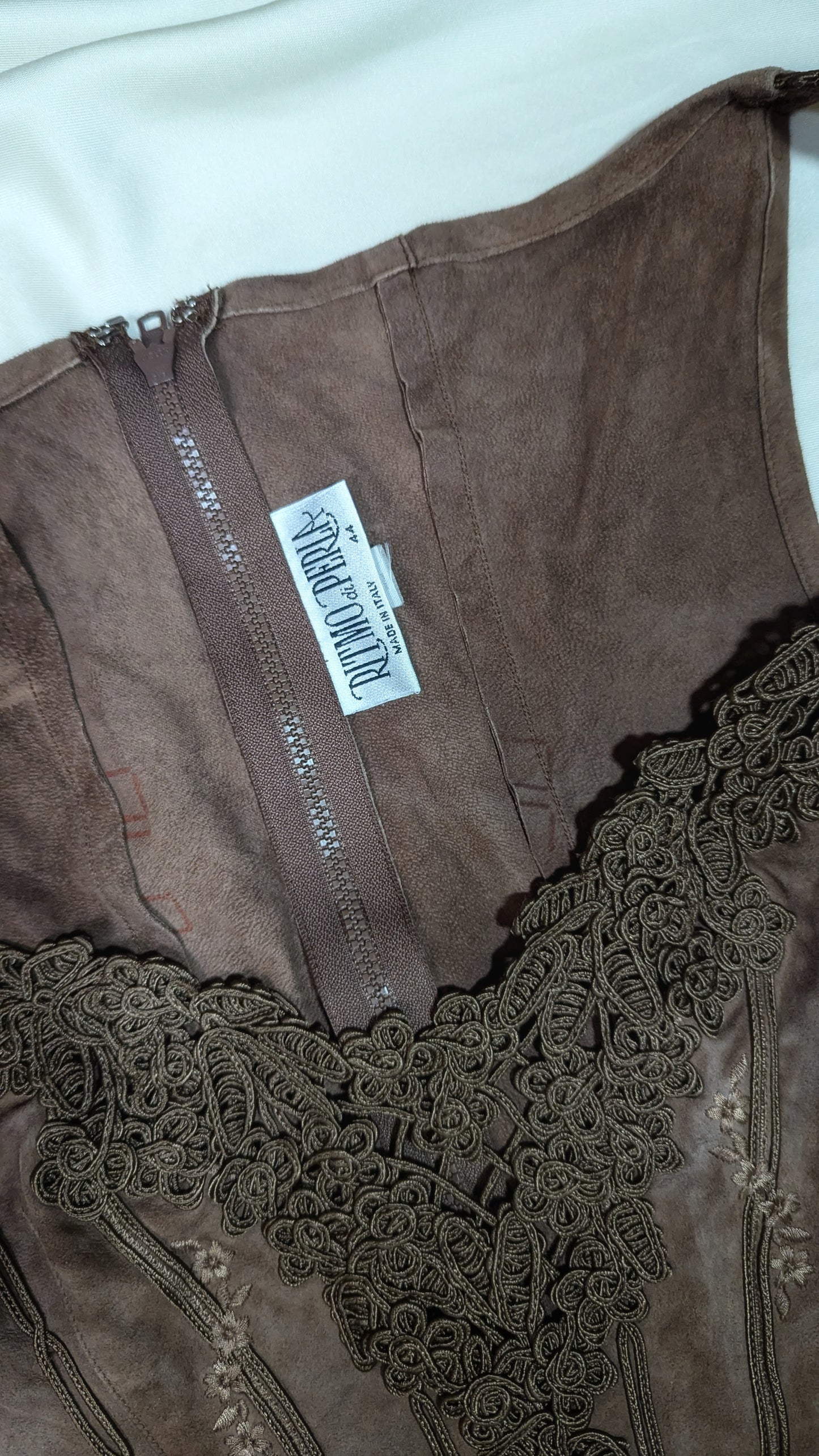 Vintage Ritmo di Perla brown suede embroidery fairycore bustier