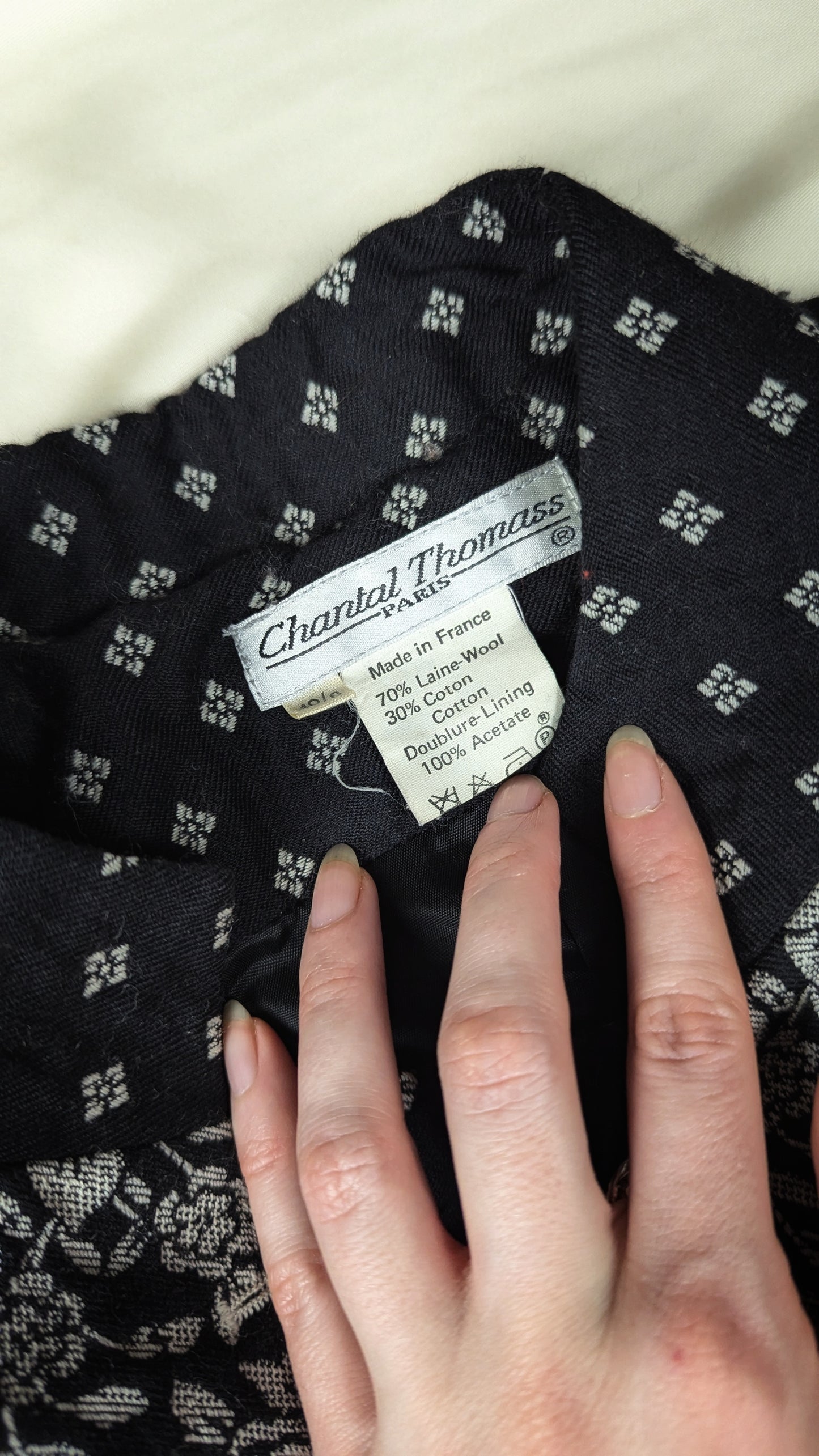 Vintage 80's Chantel Thomass wool gothic coat blanck and grey