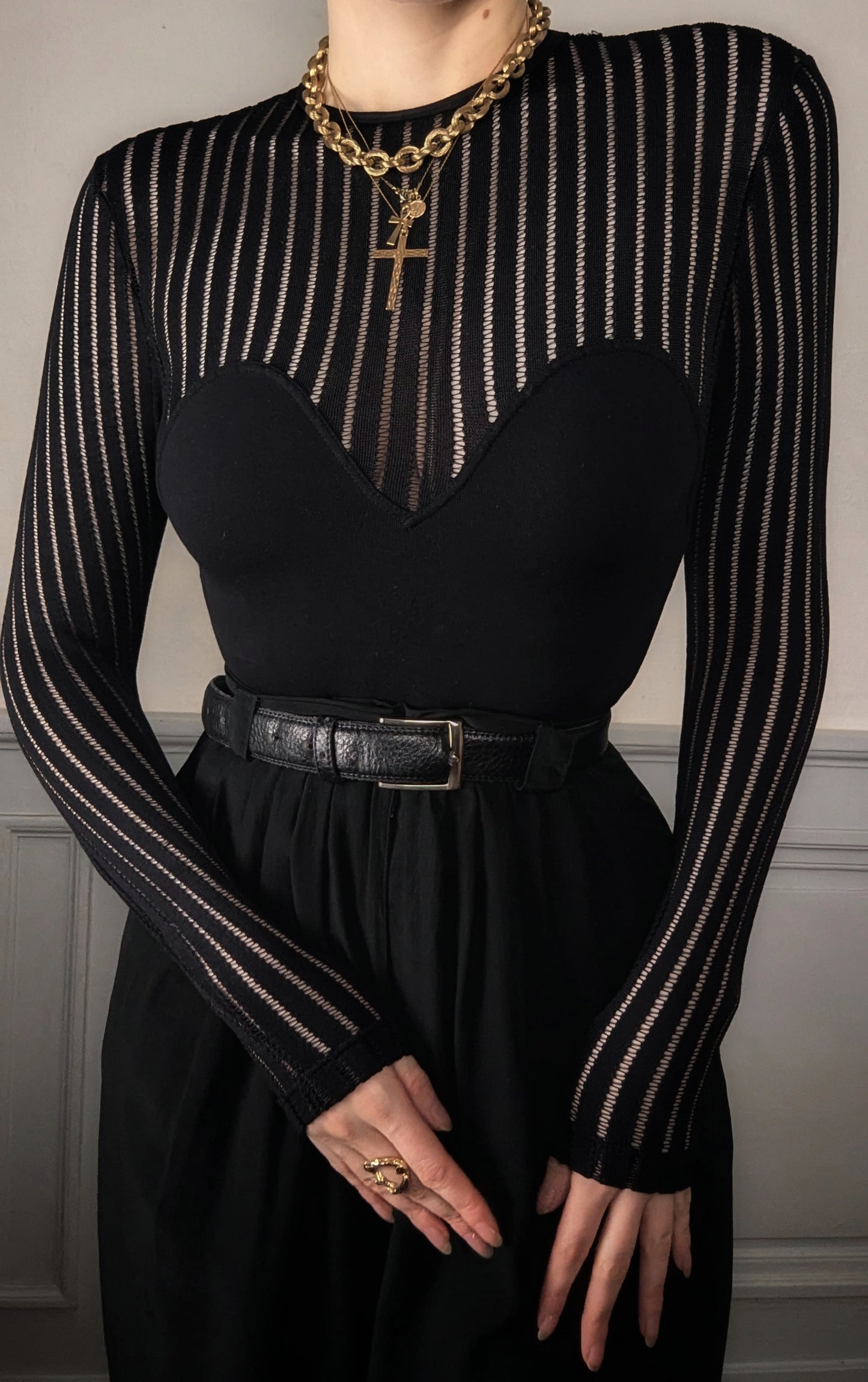 Vintage Anti-Flirt Paris black sexy bodsyuit femme fatale