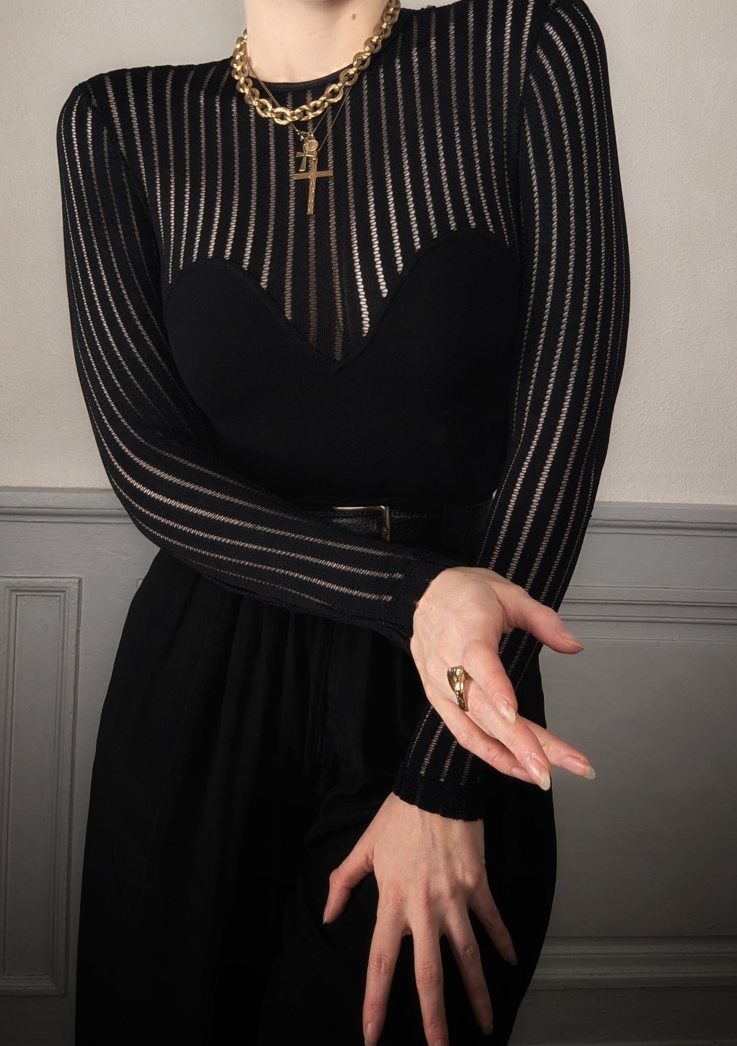 Vintage Anti-Flirt Paris black sexy bodsyuit femme fatale