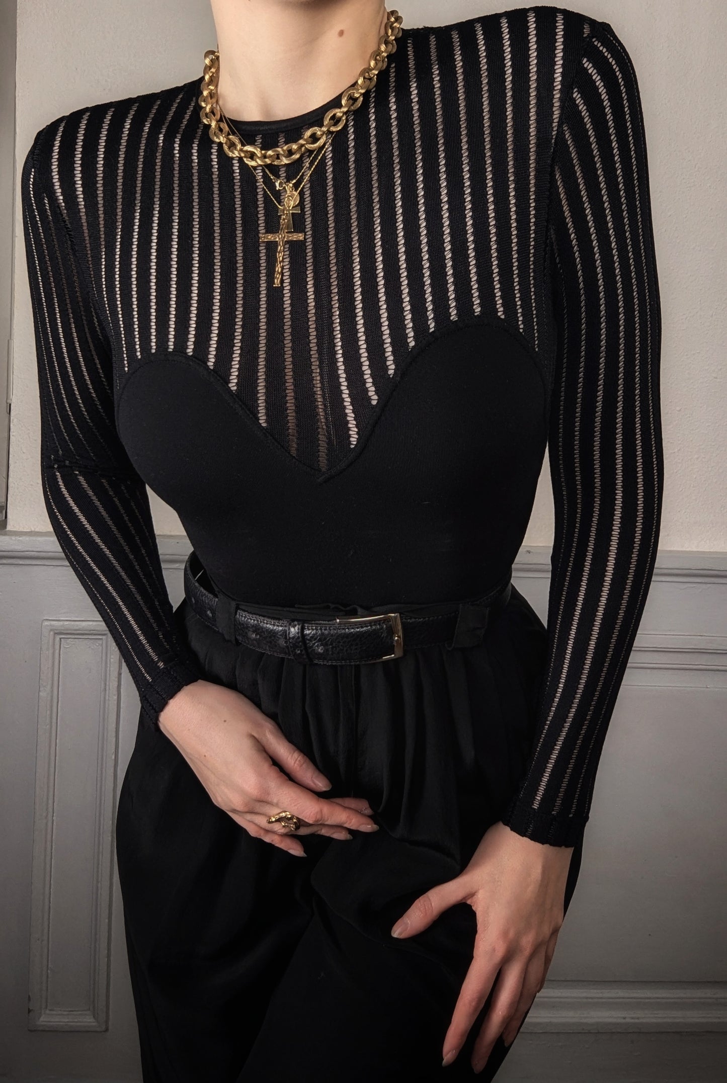 Vintage Anti-Flirt Paris black sexy bodsyuit femme fatale