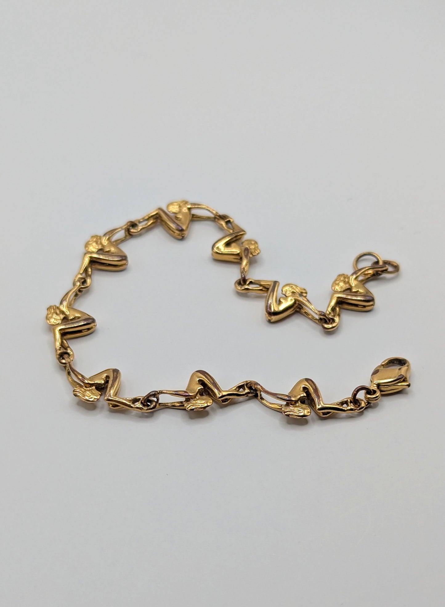 Vintage 1980 Charles Jourdan acrobatic women gold plated bracelet