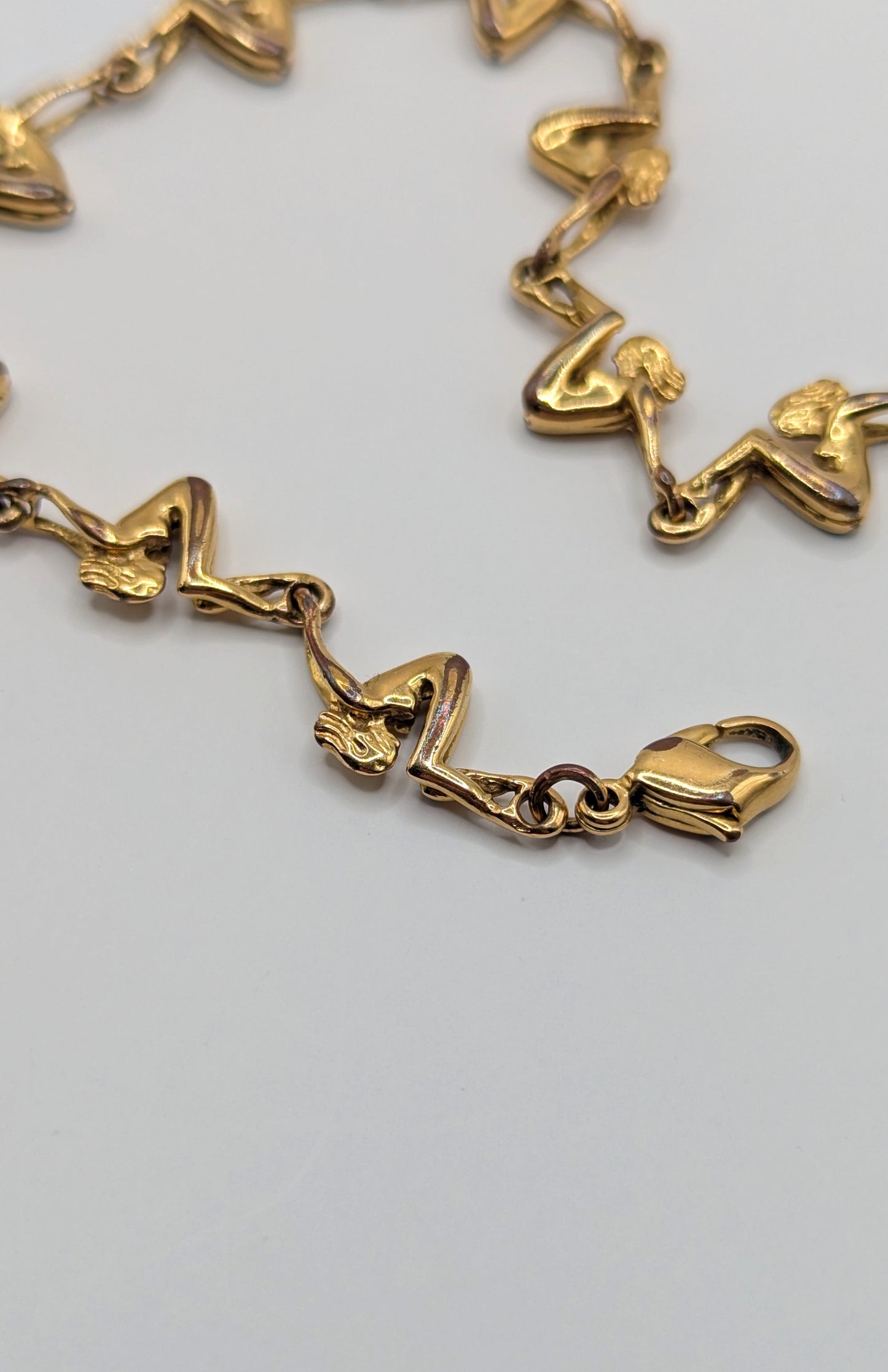 Vintage 1980 Charles Jourdan acrobatic women gold plated bracelet