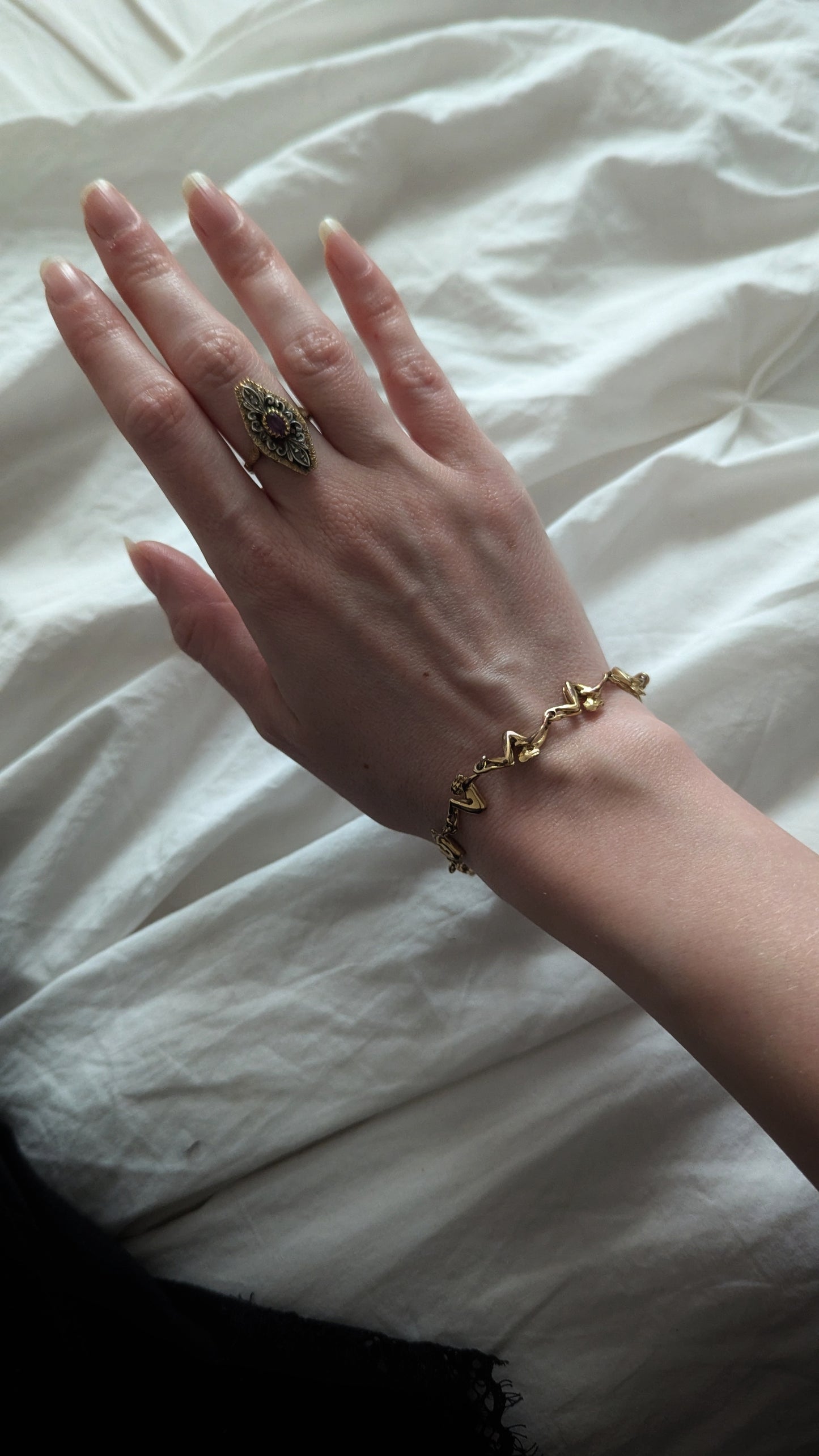 Vintage 1980 Charles Jourdan acrobatic women gold plated bracelet