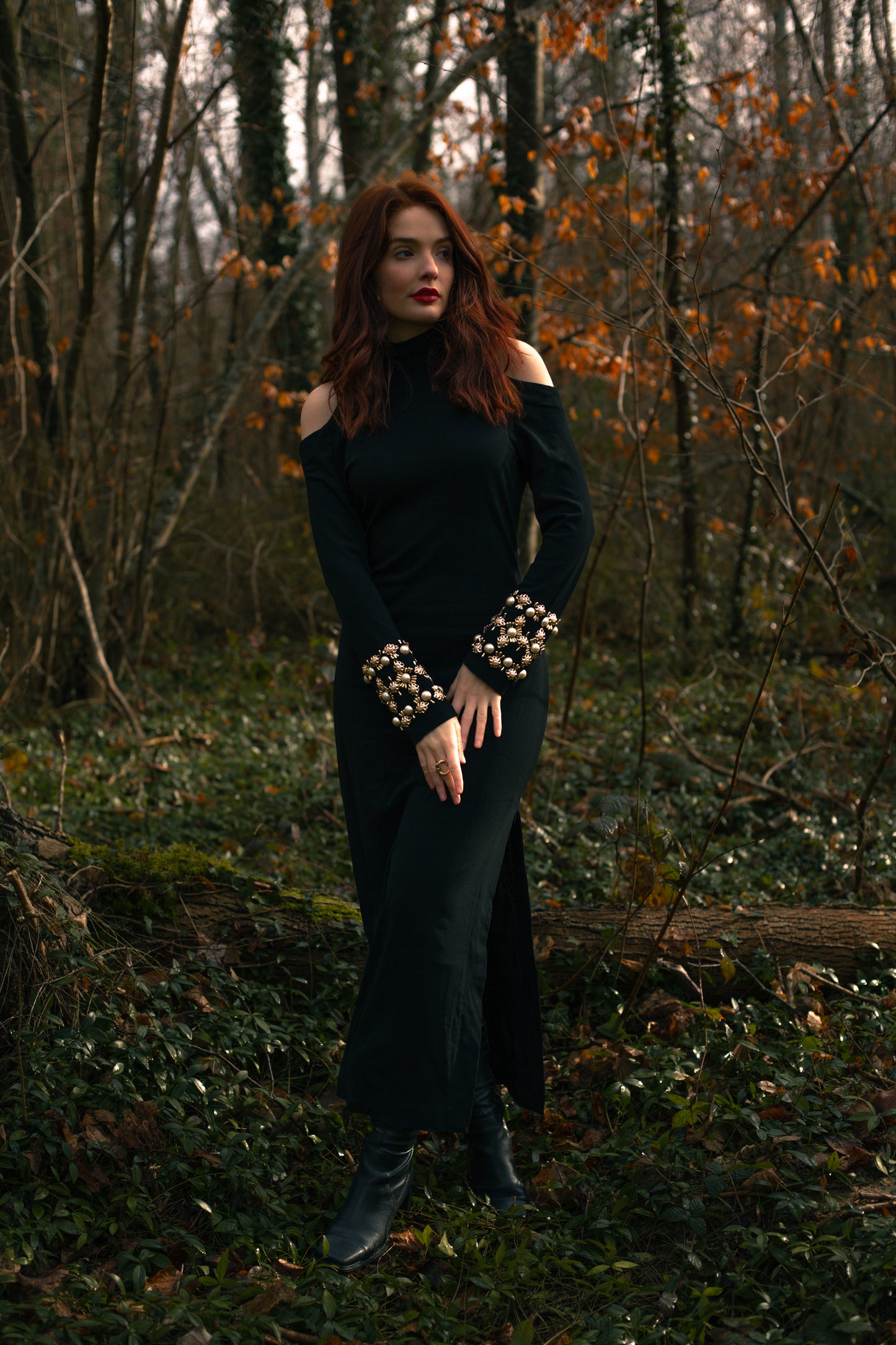 Vintage 1990 Jiki Monte Carlo vintage long black dress with jewelry