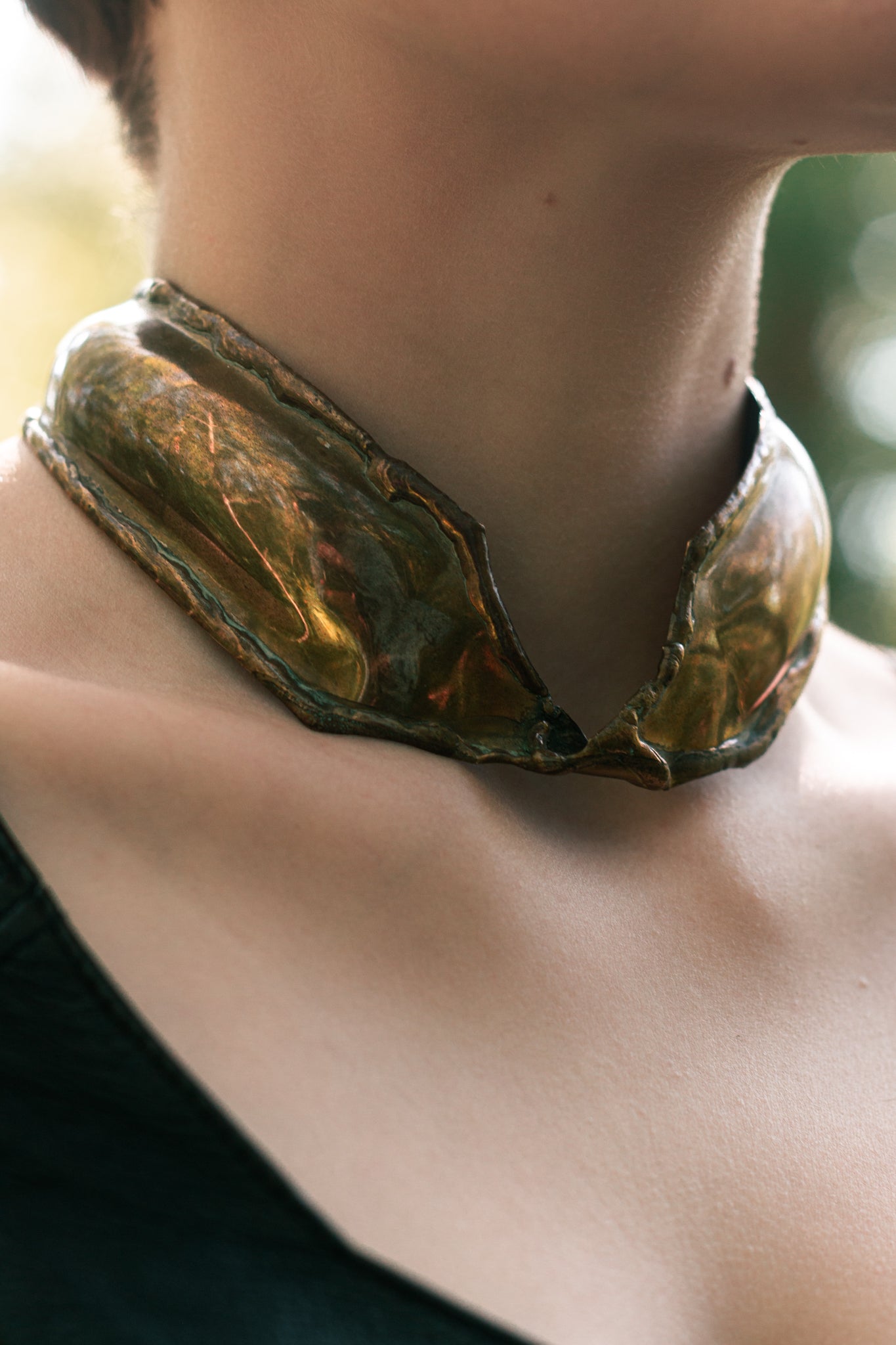 Vintage 70s brass magical torque hammered in France