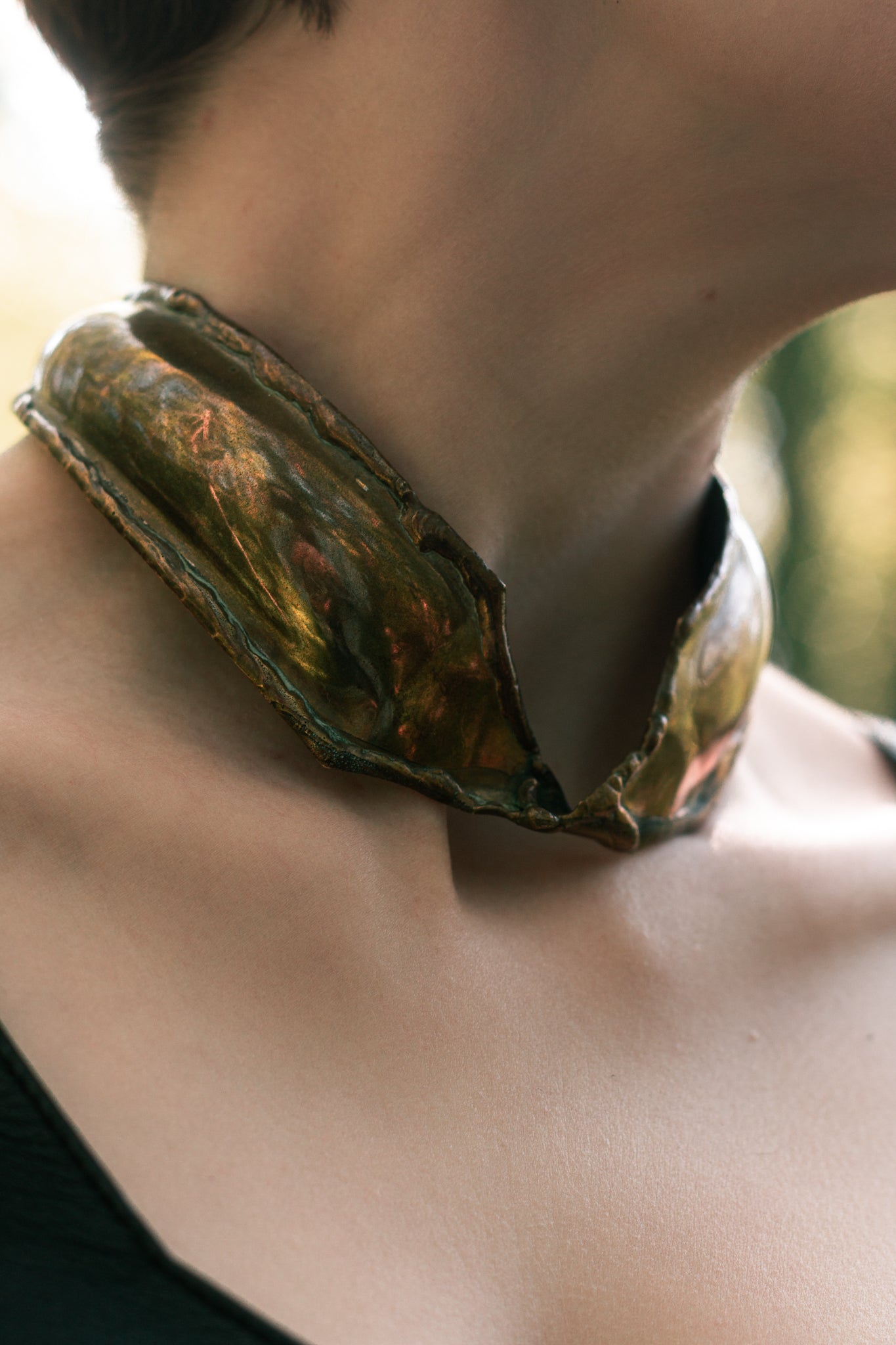 Vintage 70s brass magical torque hammered in France
