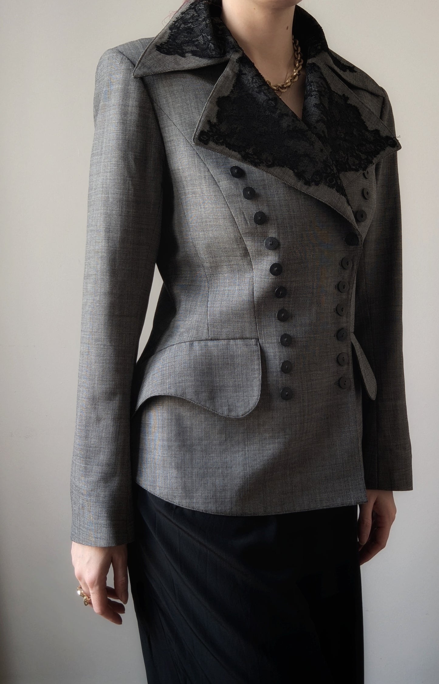 1993 Lolita Lempicka Paris runway gothic black lace blazer