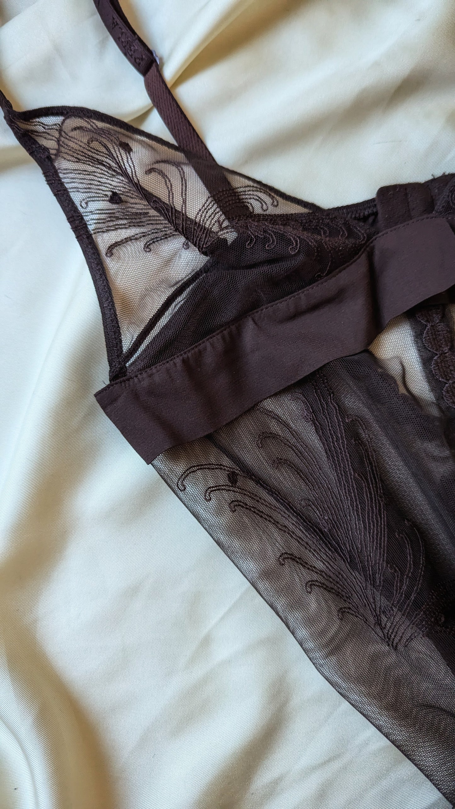 La Perla Y2K sheer embroidery brown babydoll S