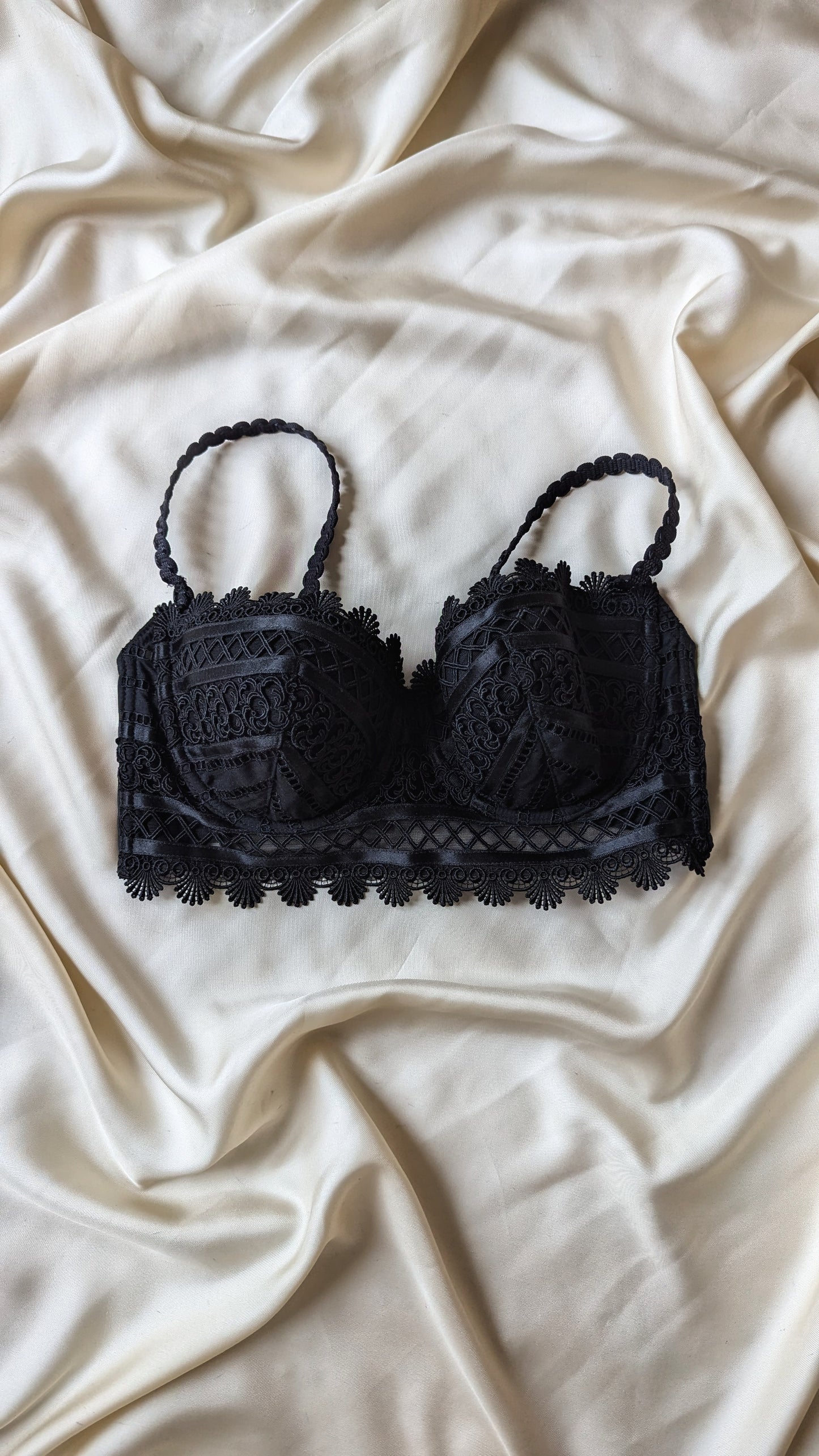 Vintage Ravage Paris gothic black mini bustier embroidery