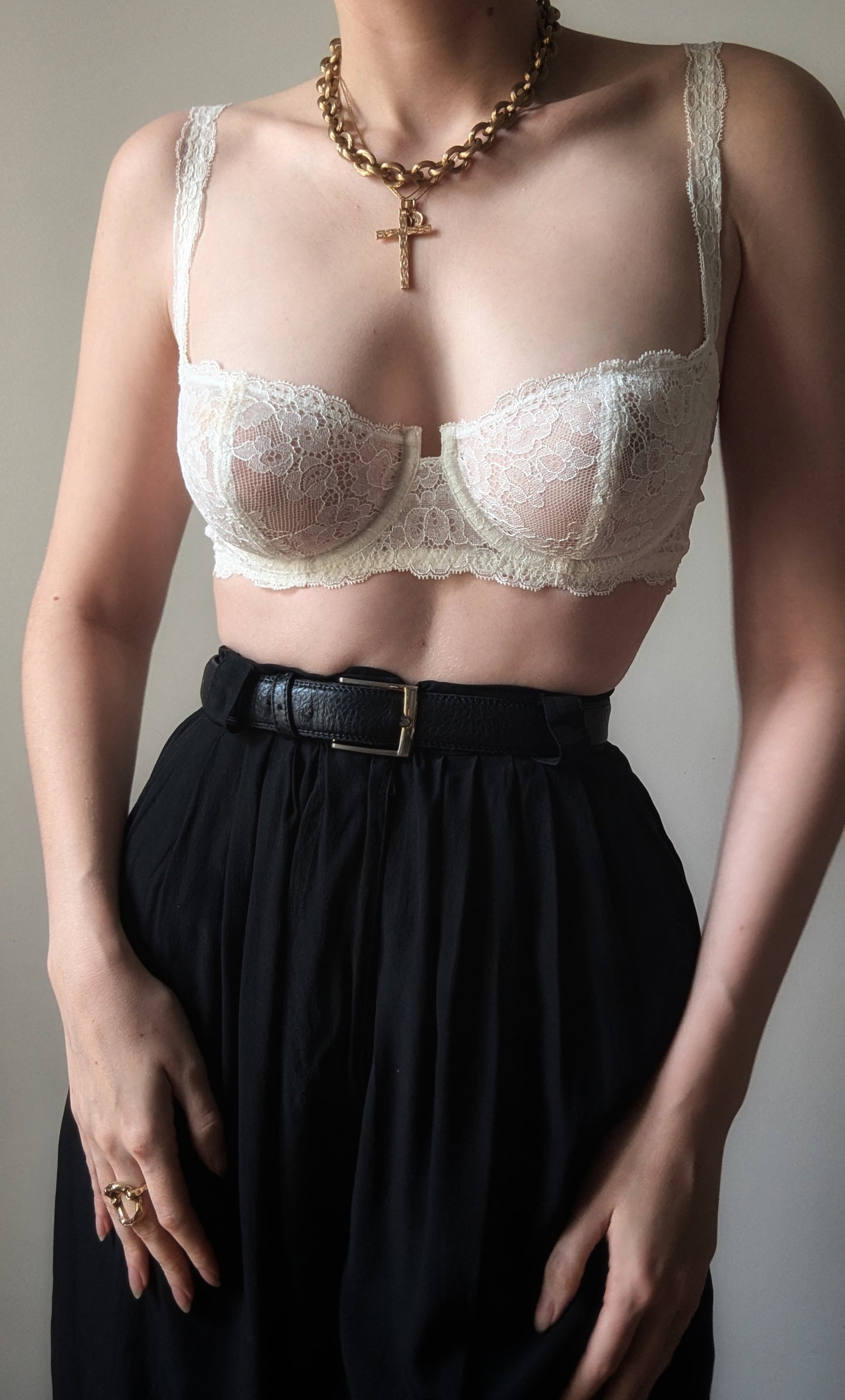 La Perla Y2K vintage ivory romantic bride lace bra 34