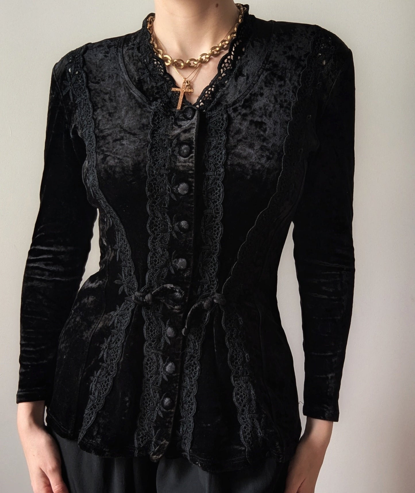 1990 vintage Etincelle Couture embroidery black velvet jacket