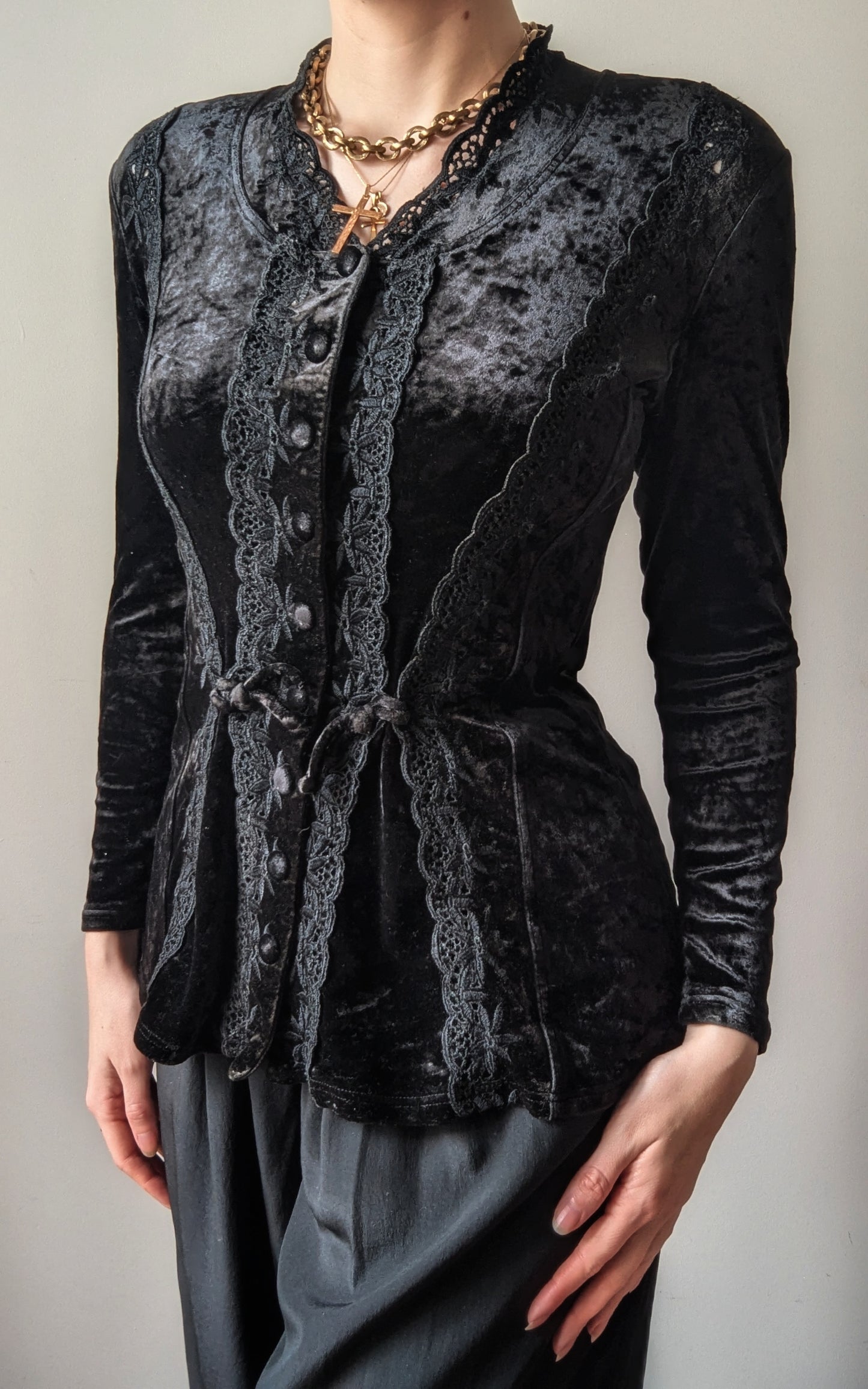 1990 vintage Etincelle Couture embroidery black velvet jacket