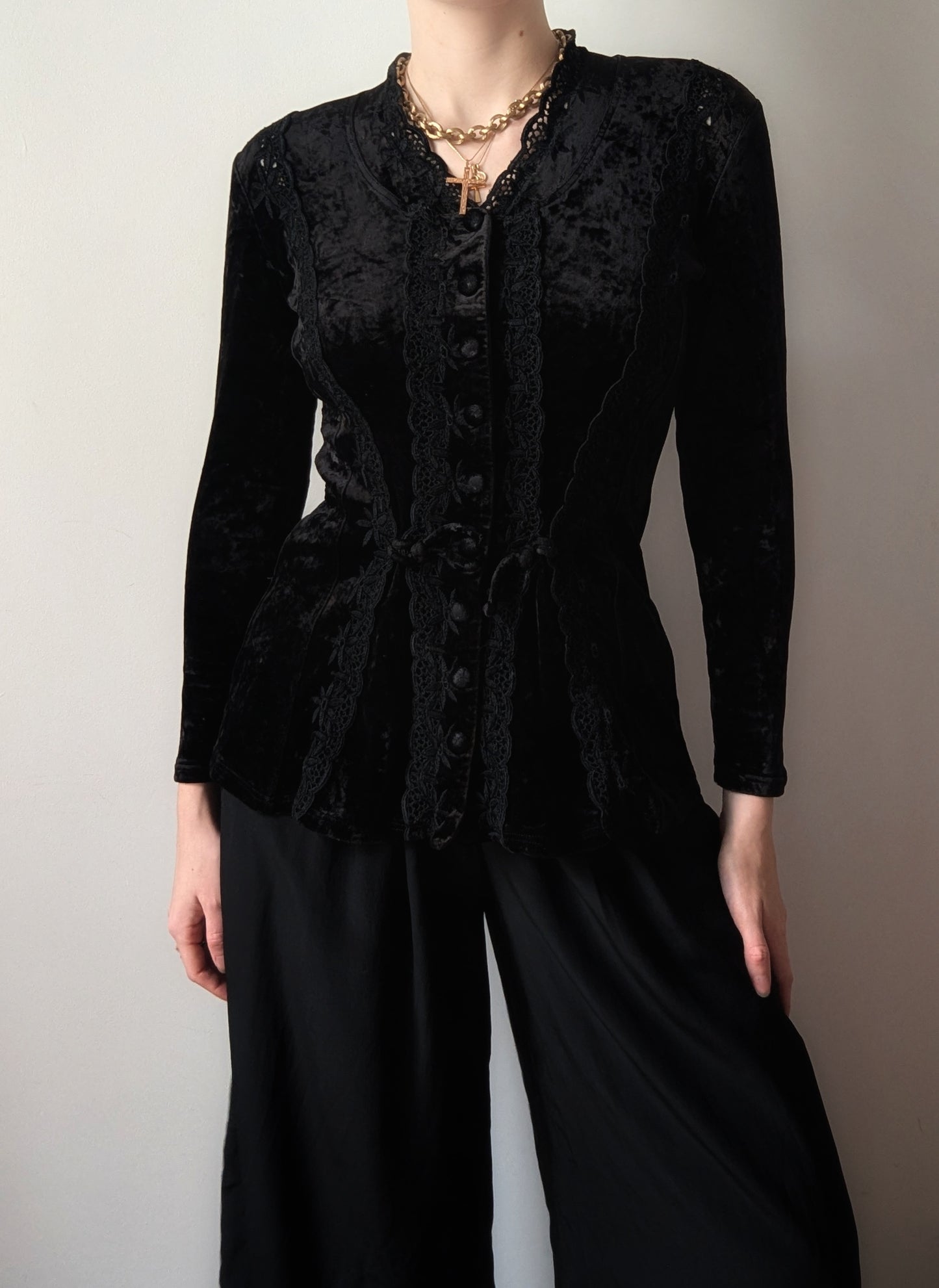 1990 vintage Etincelle Couture embroidery black velvet jacket