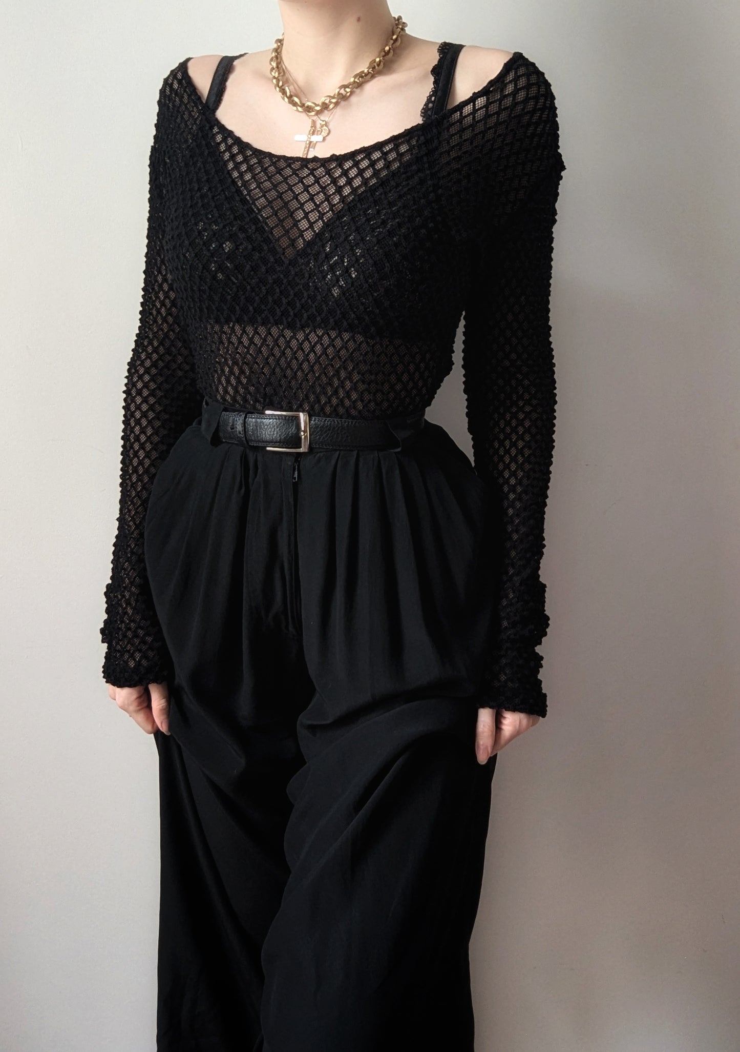 Chantal Thomass vintage 1980 black sheer mesh top