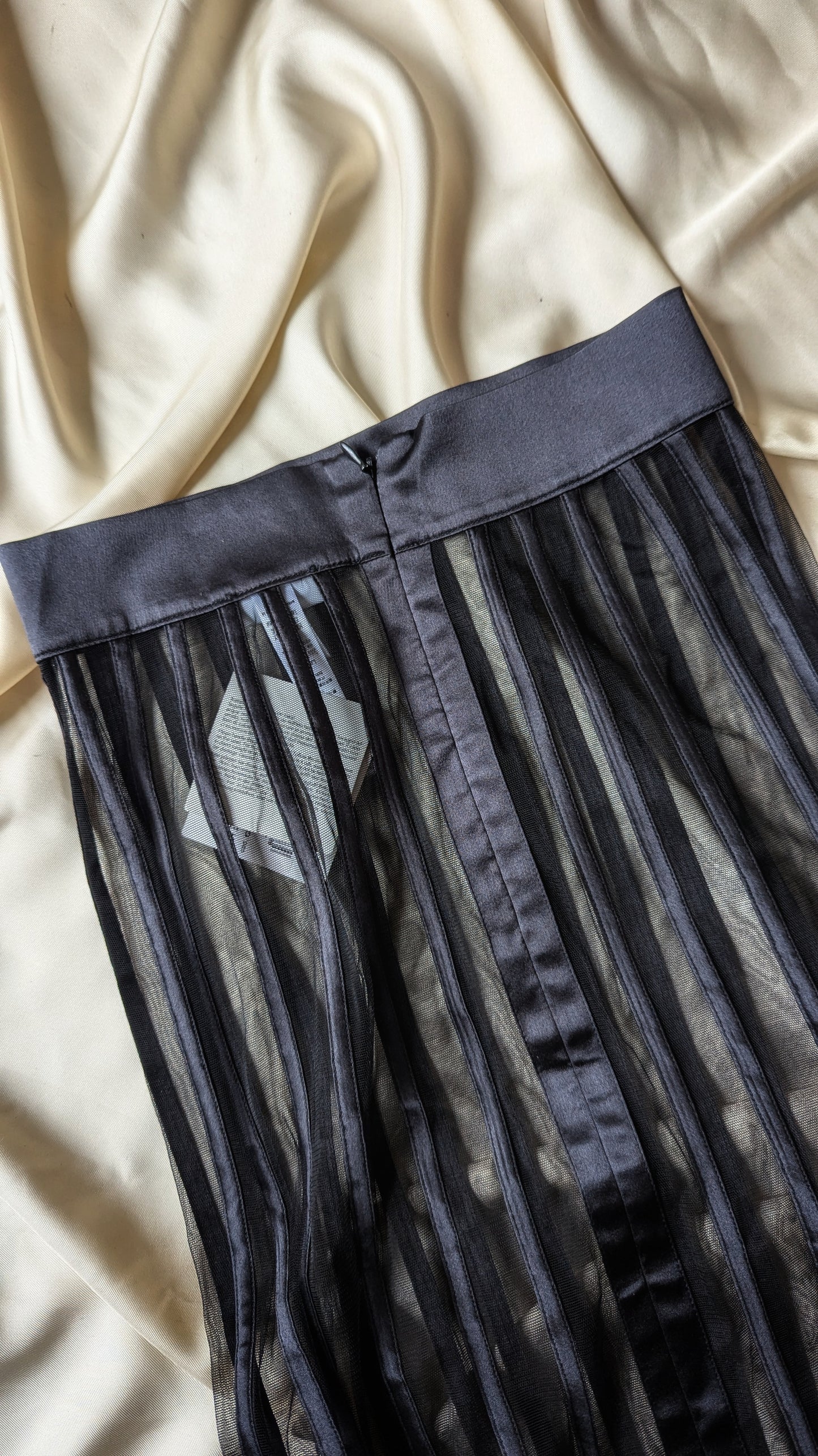 La Perla Y2K silk stripped sheer black skirt deadstock XS