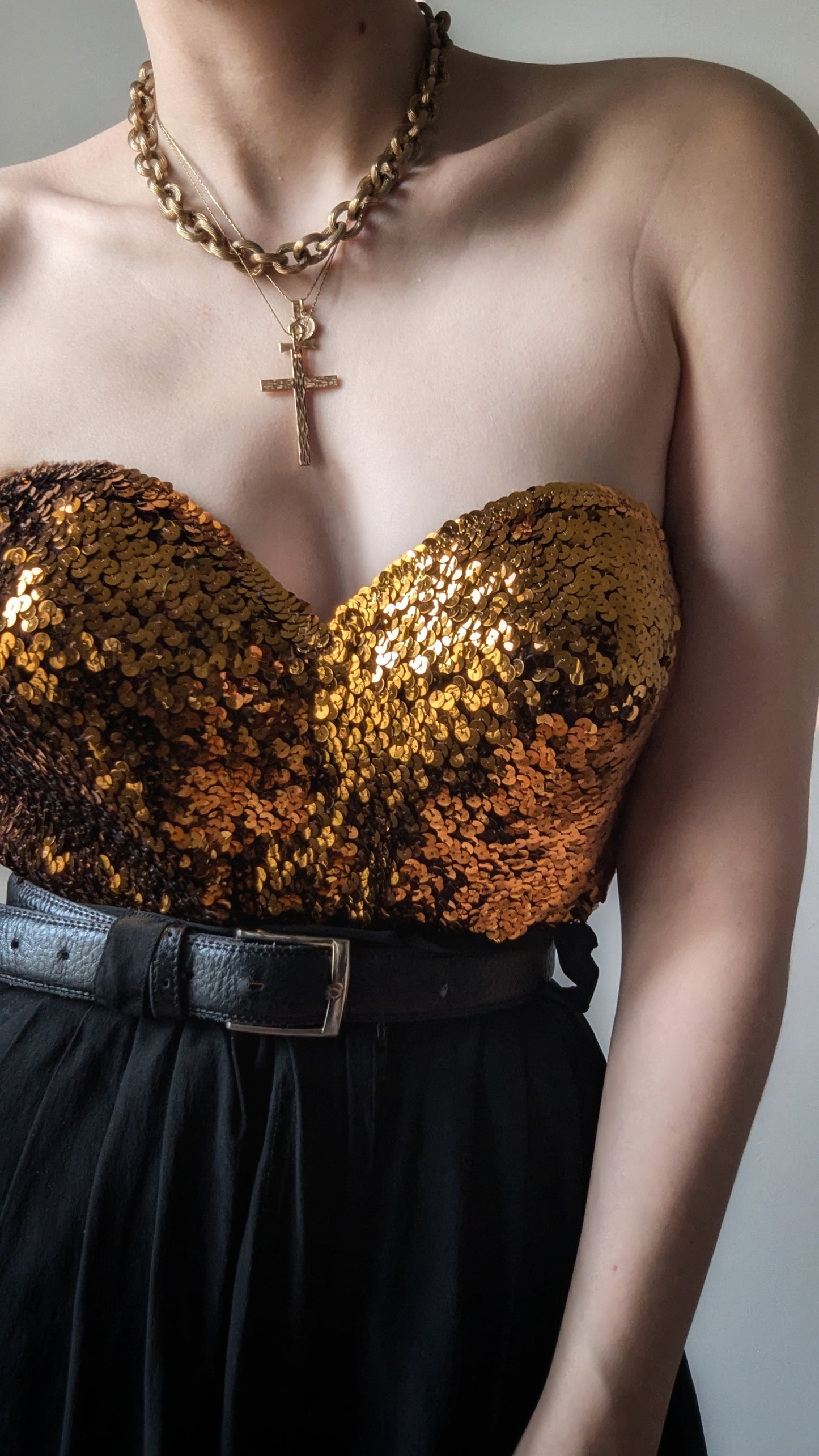 Collector La Perla 1980 gold sequins embroidered bustier