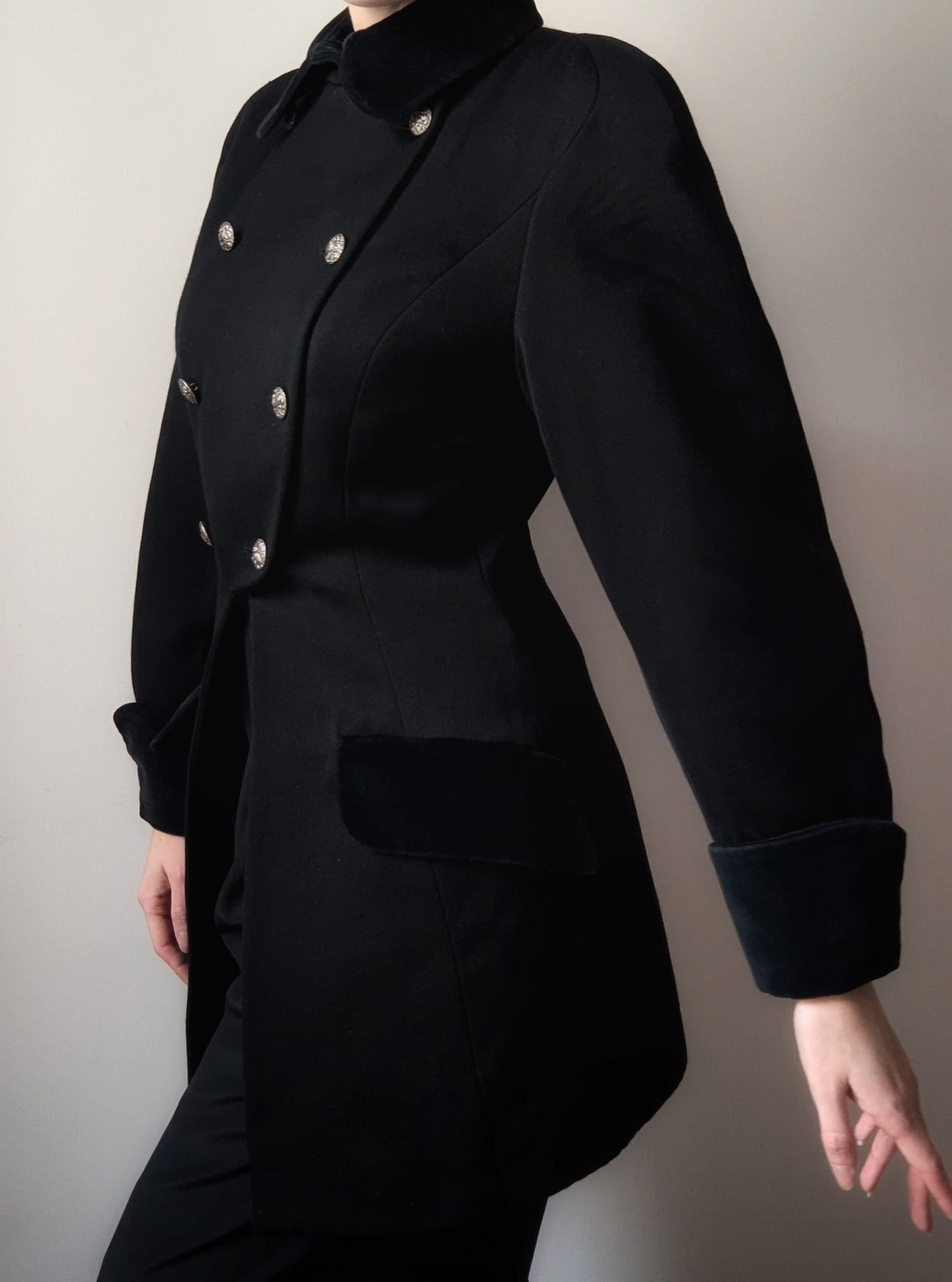 Vintage 1980 Chantal Thomass black wool jacket military style