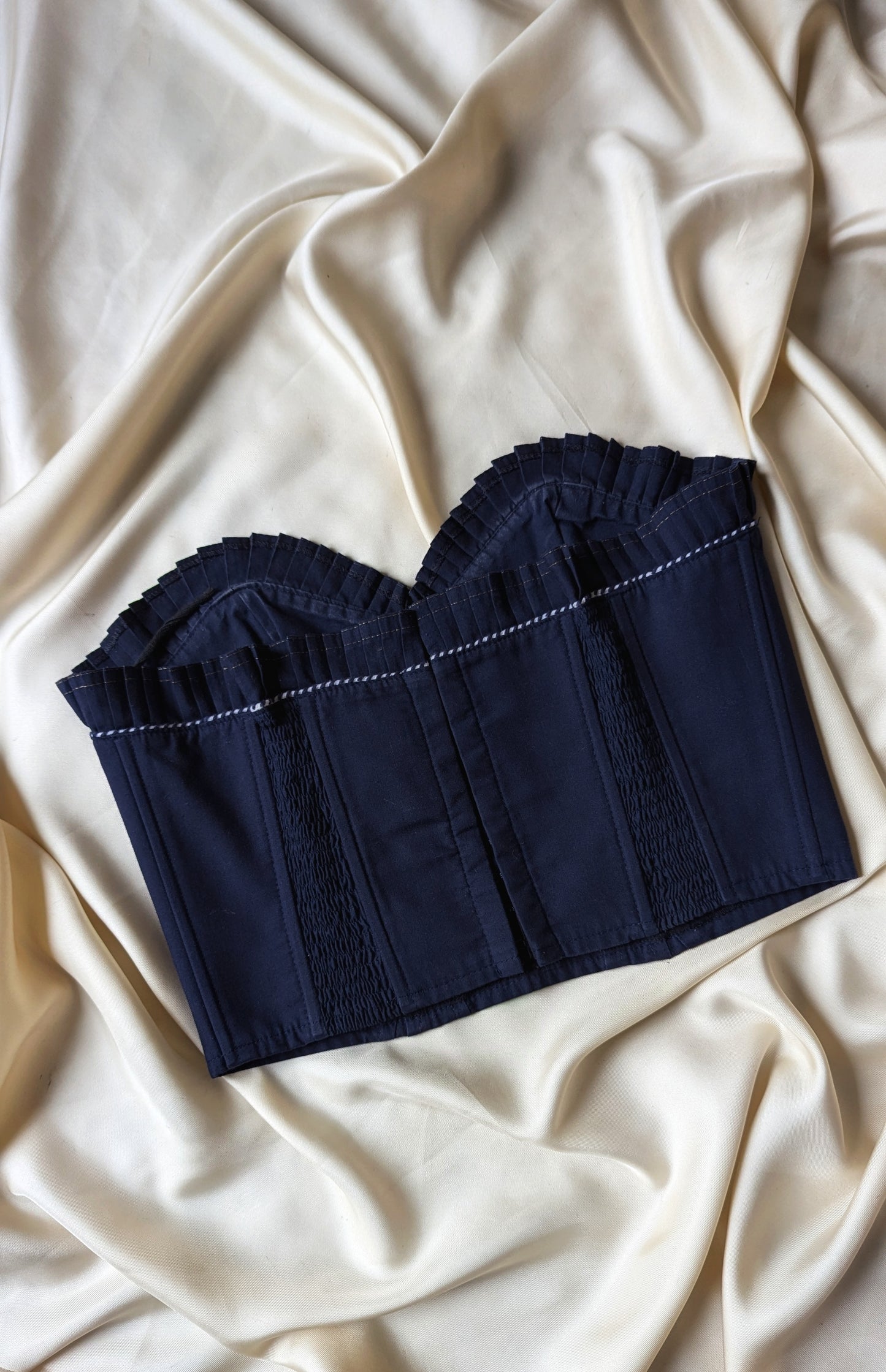 Vintage 1990 cotton navy blue french boutique bustier