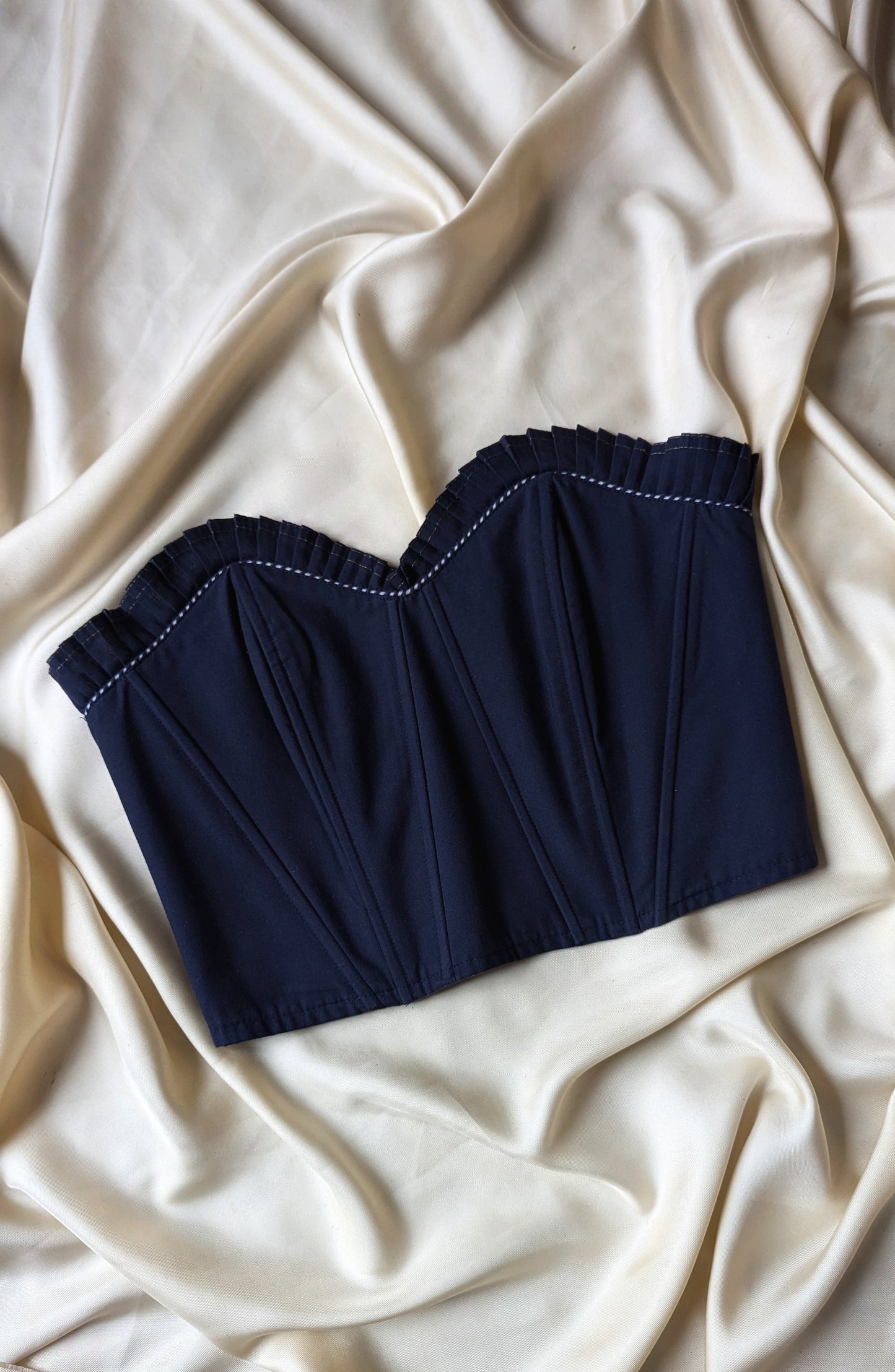 Vintage 1990 cotton navy blue french boutique bustier