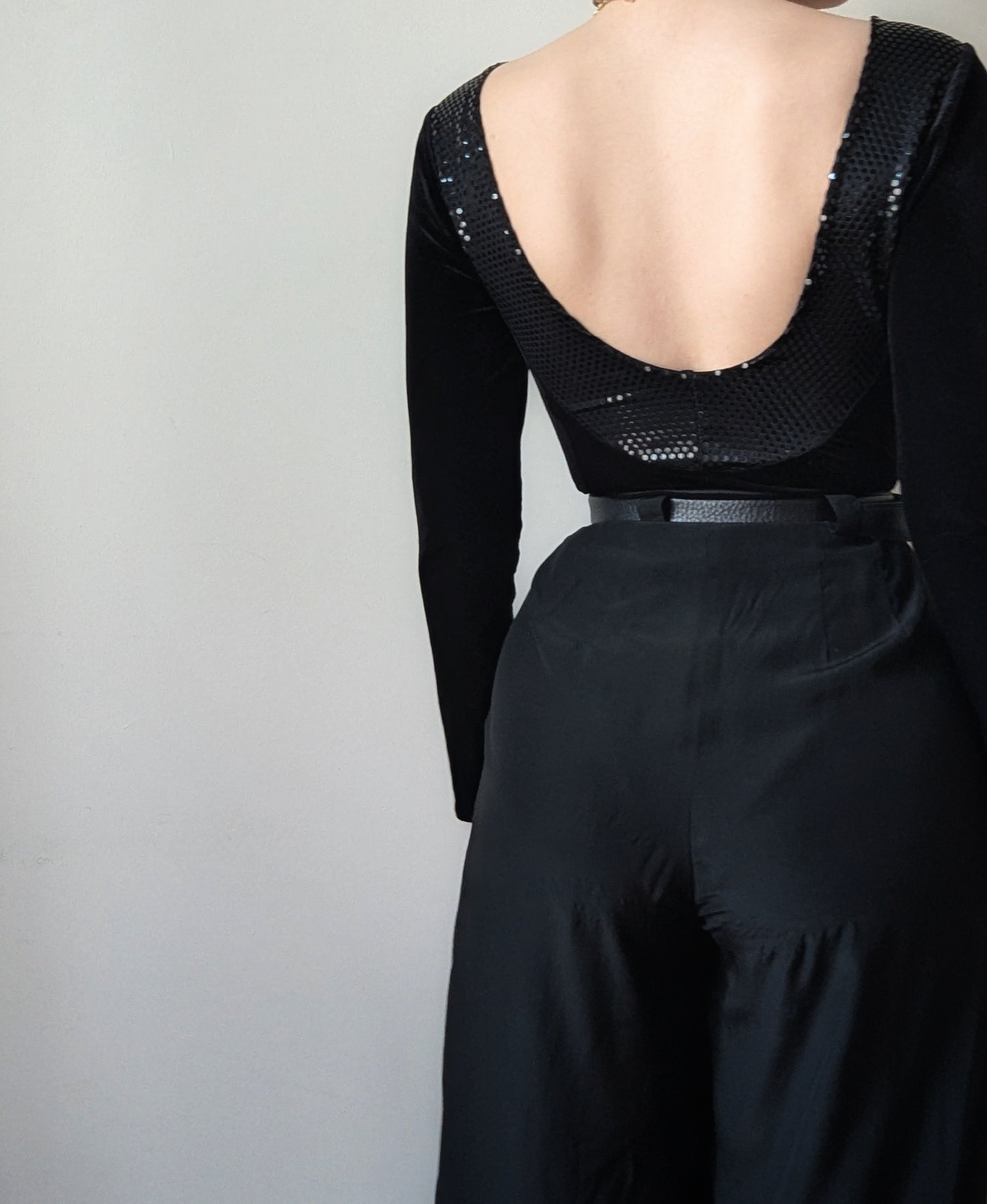 Malizia by La Perla vintage black velvet bodysuit 1990