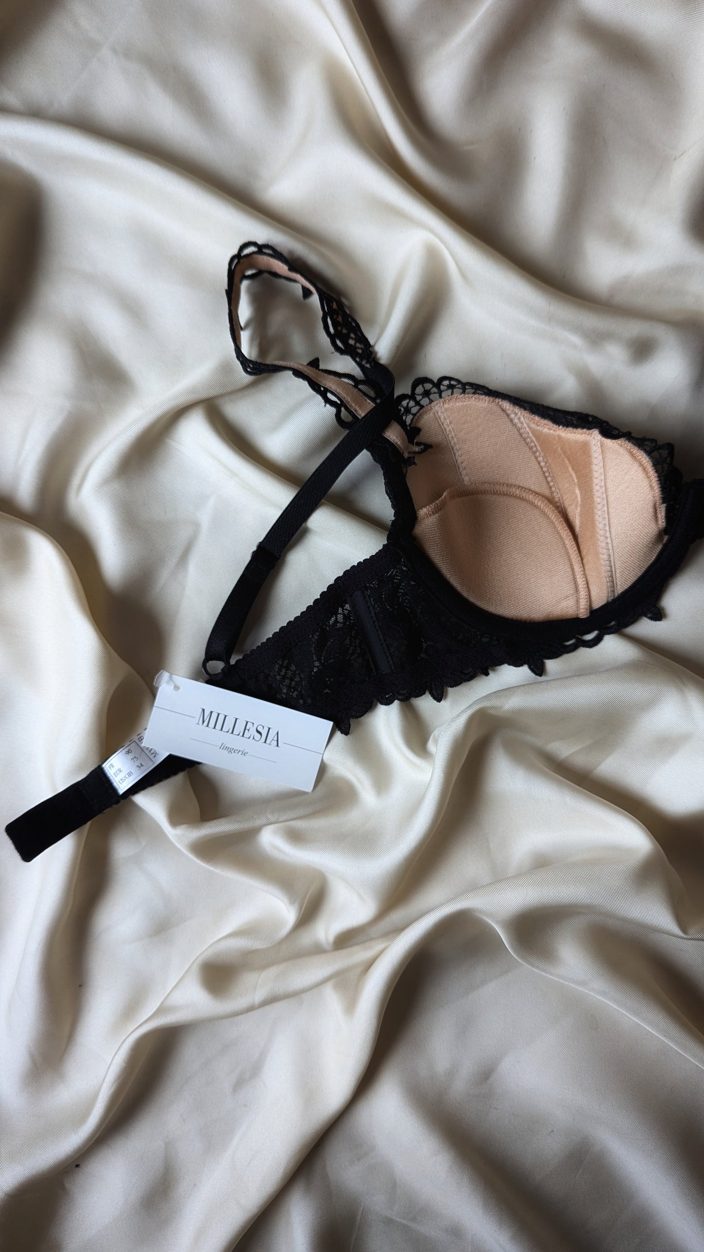 Vintage 1990 Millésia Paris black gothic aesthetic bra