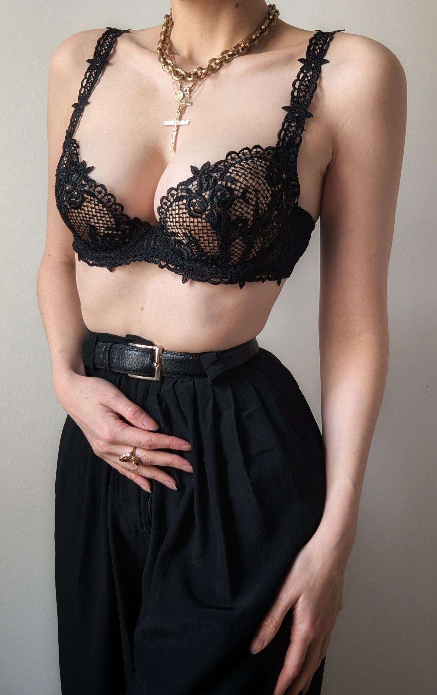 Vintage 1990 Millésia Paris black gothic aesthetic bra