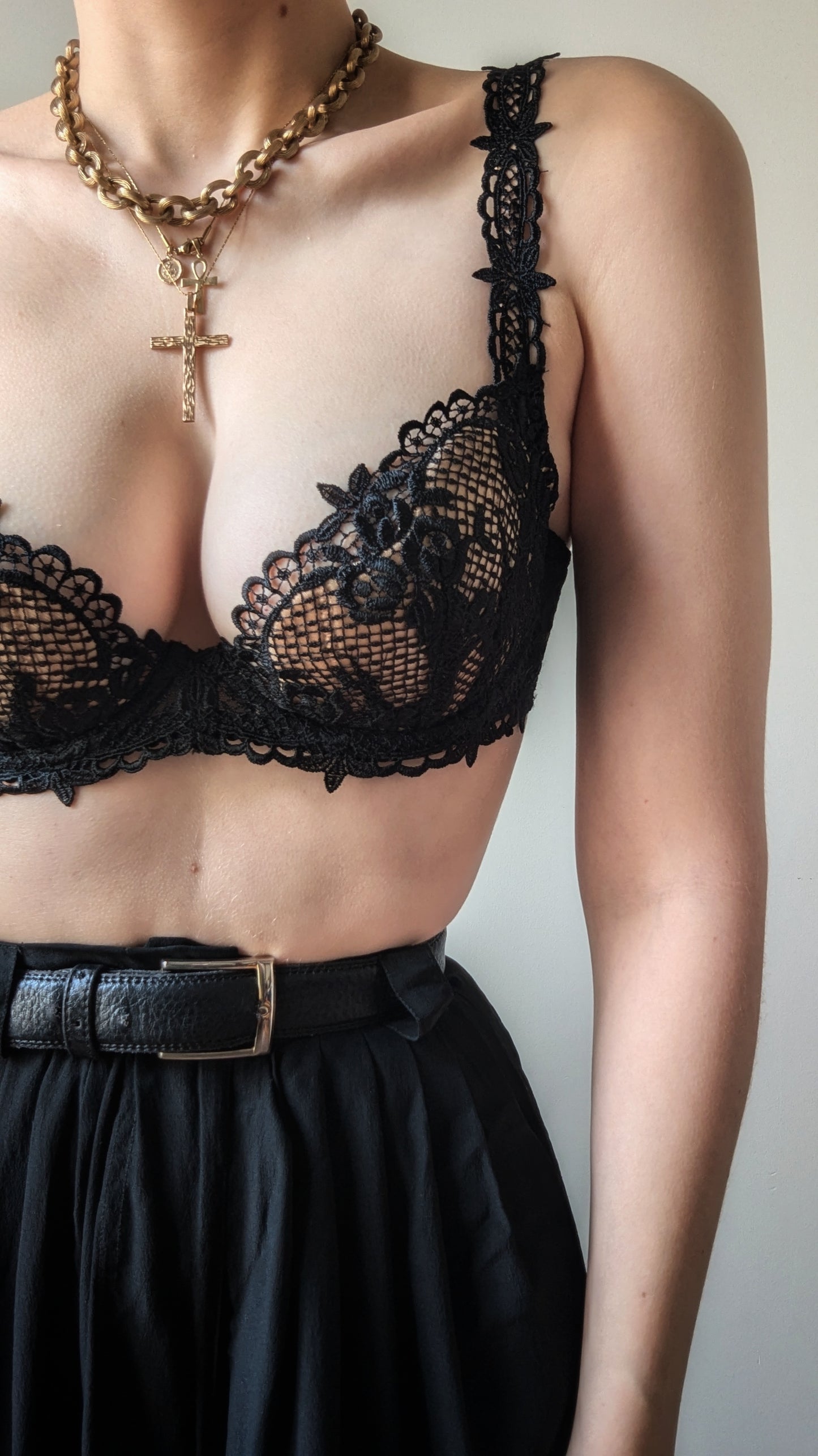 Vintage 1990 Millésia Paris black gothic aesthetic bra