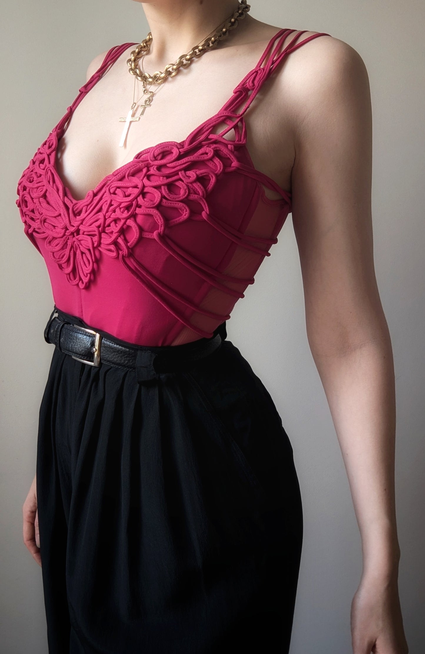 Vintage Marvel by La Perla hot pink arabesque bustier 90's