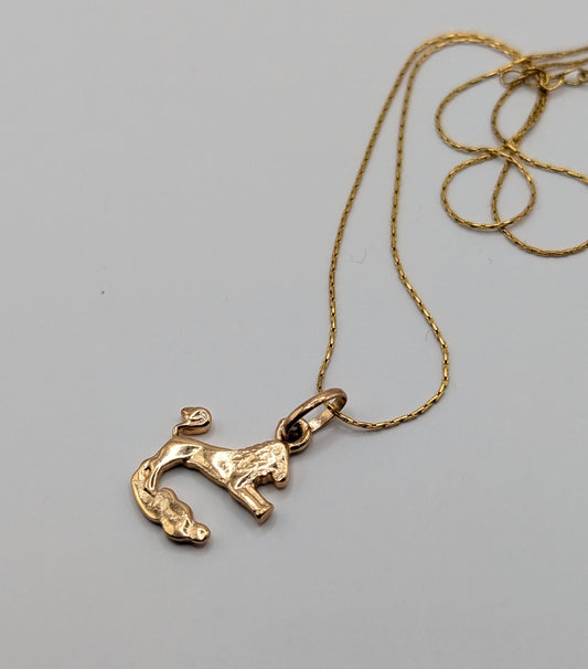 Vintage 80's gold toned zodiac Leo french pendant