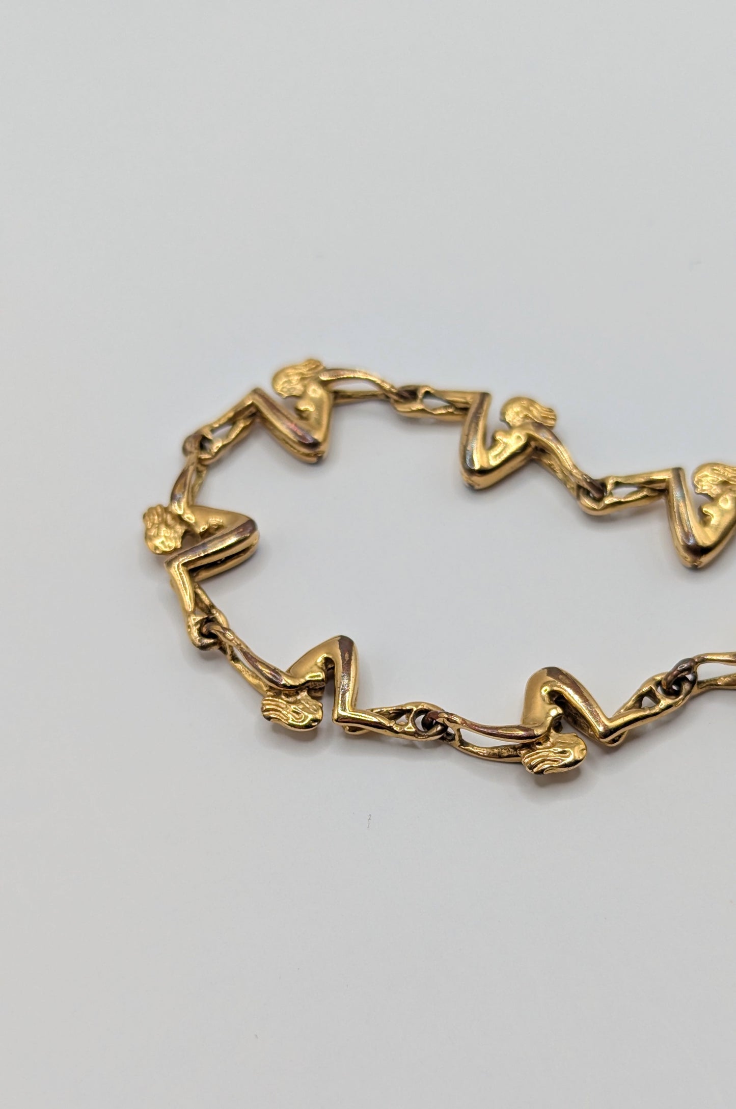 Vintage 1980 Charles Jourdan acrobatic women gold plated bracelet