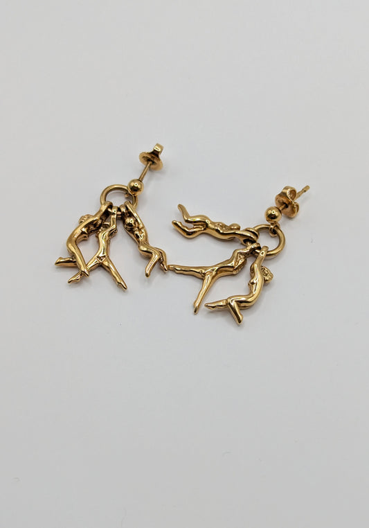 Vintage 80s Charles Jourdan acrobats woman earrings collector