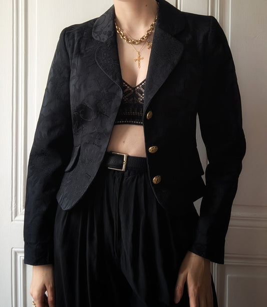 Vintage 90s les Soleils d'Arles occult black jacket suns embroidery witch